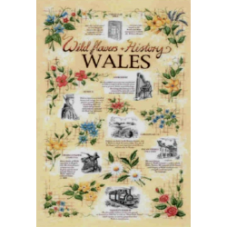 Flowers and History of Wales Tea Towel