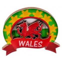 Wales and Dragon Wooden Magnet