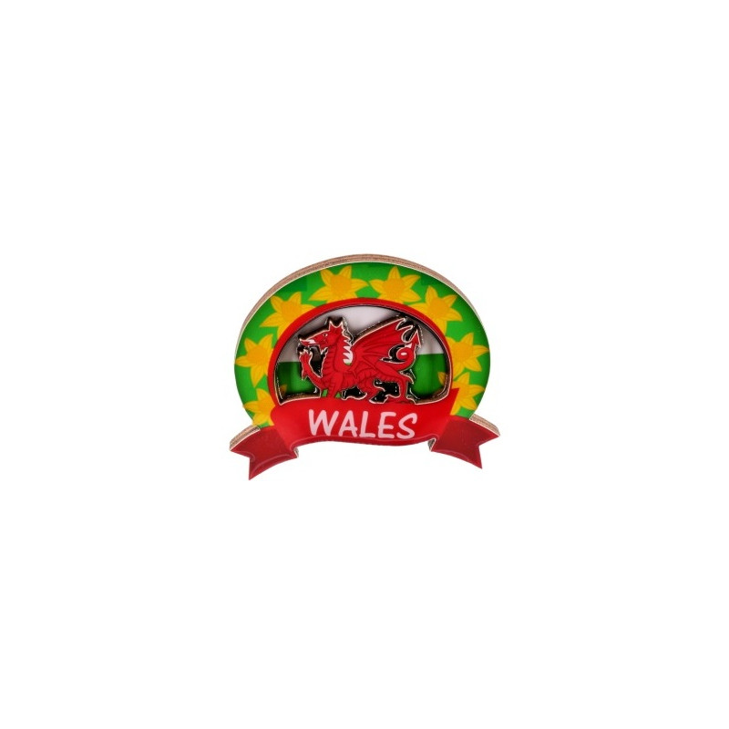 Wales and Dragon Wooden Magnet