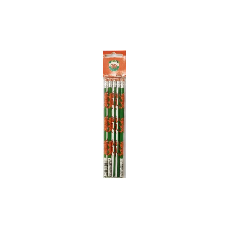 Welsh Dragon Flag Pencils 5 Pack