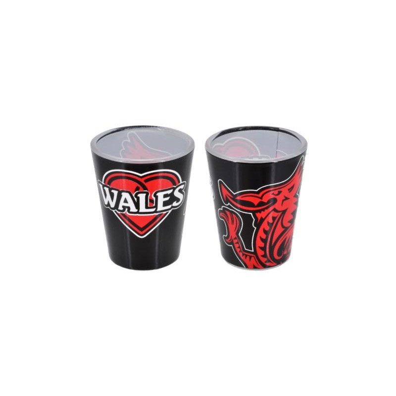 Black Wales Dragon Shot Glass
