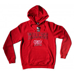 Embroidered Wales Adult Hoodie Red.