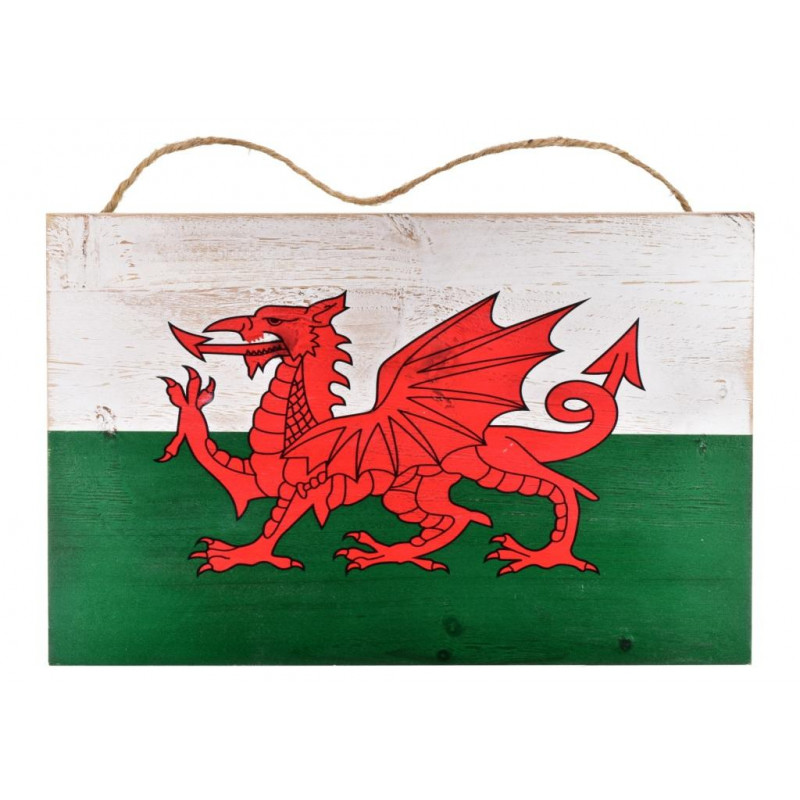 Wales Wood Hanging Sign 30x20cm