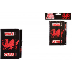 Wales / Cymru A6 Black Pad and Pen Set