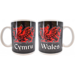 Wales Cymru Black Mug with Dragon 11oz