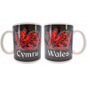 Wales Cymru Black Mug with Dragon 11oz