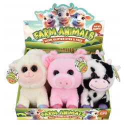 20cm Plush Farm Animals Glitter Eyes Display Box