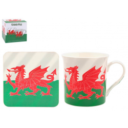 Wales Fine China Mug & Coaster Set