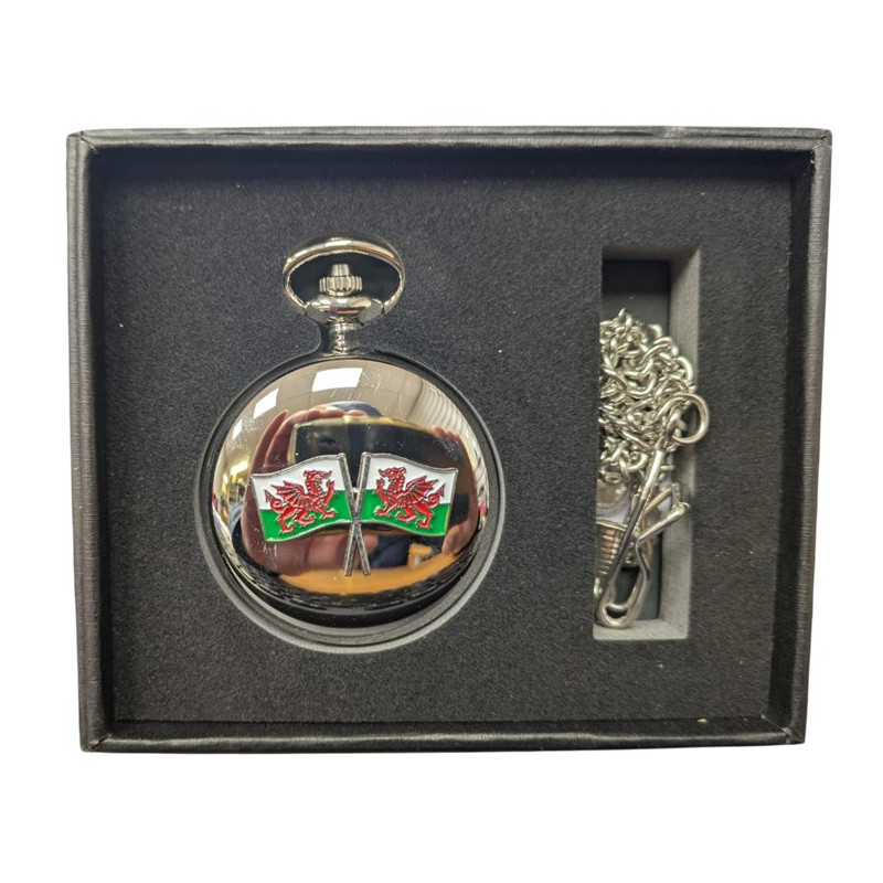 Wales Flag Pocket Watch Boxed