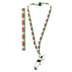 Welsh Flag Lanyard with Whistle