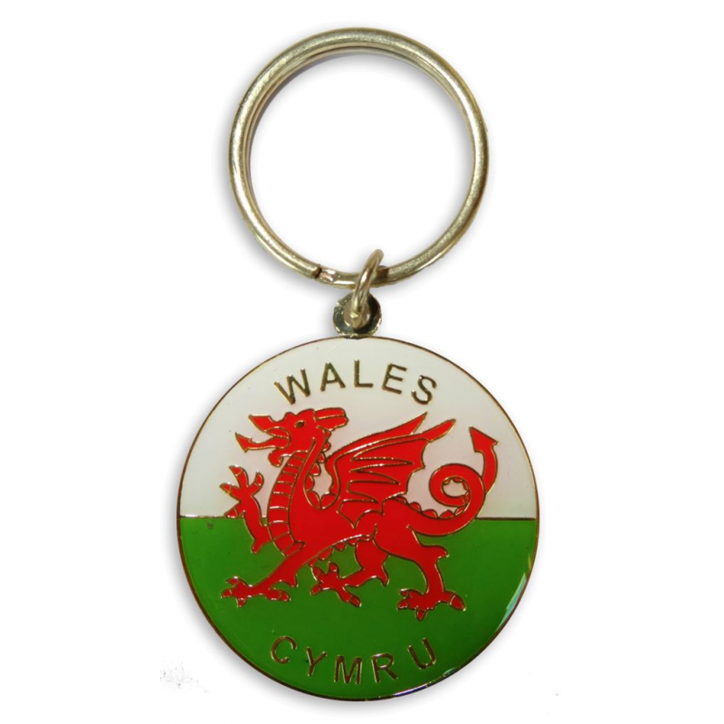 Wales Flag Round Metal Keyring