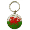 Wales Flag Round Metal Keyring
