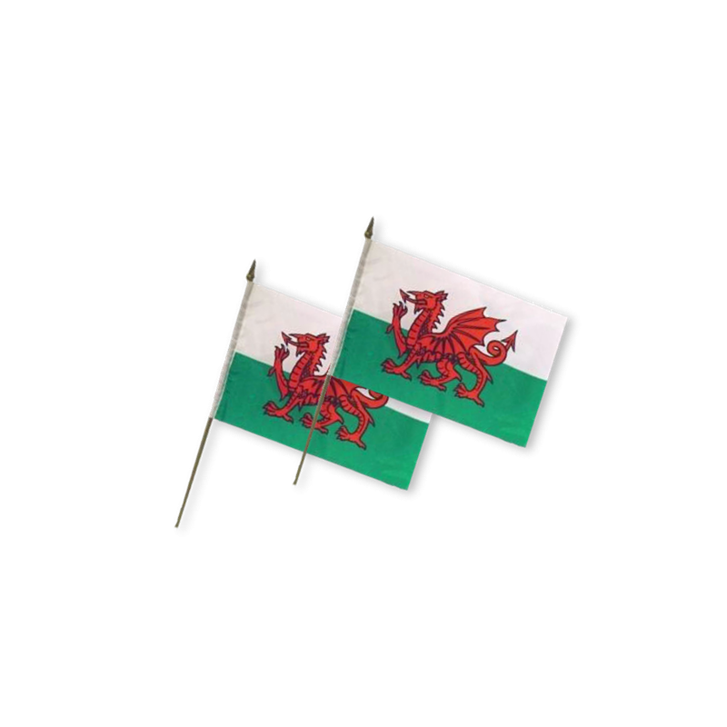6" x 9" Wales Flag on Plastic Stick