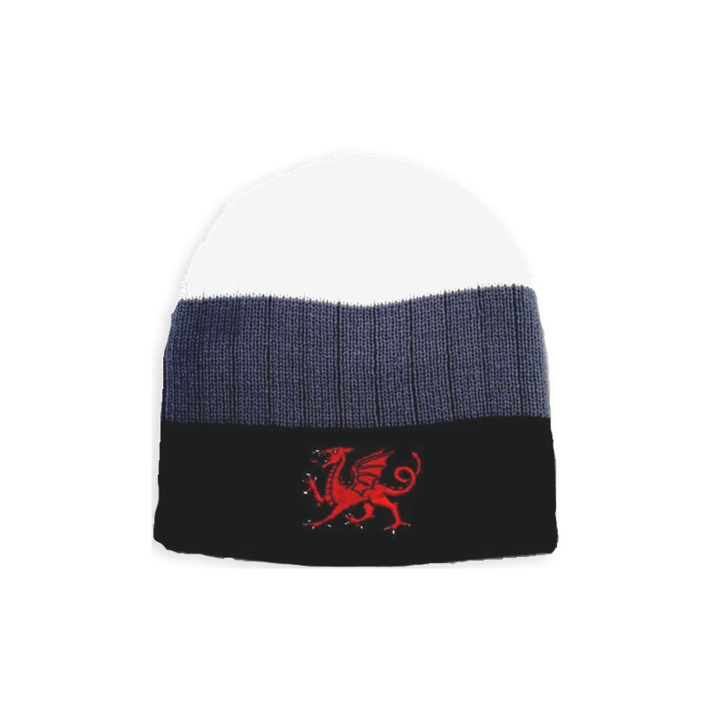 Welsh Dragon 3 Tone Beanie Hat