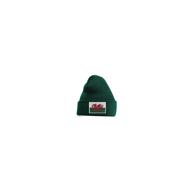 Welsh Flag Beanie Hat Green