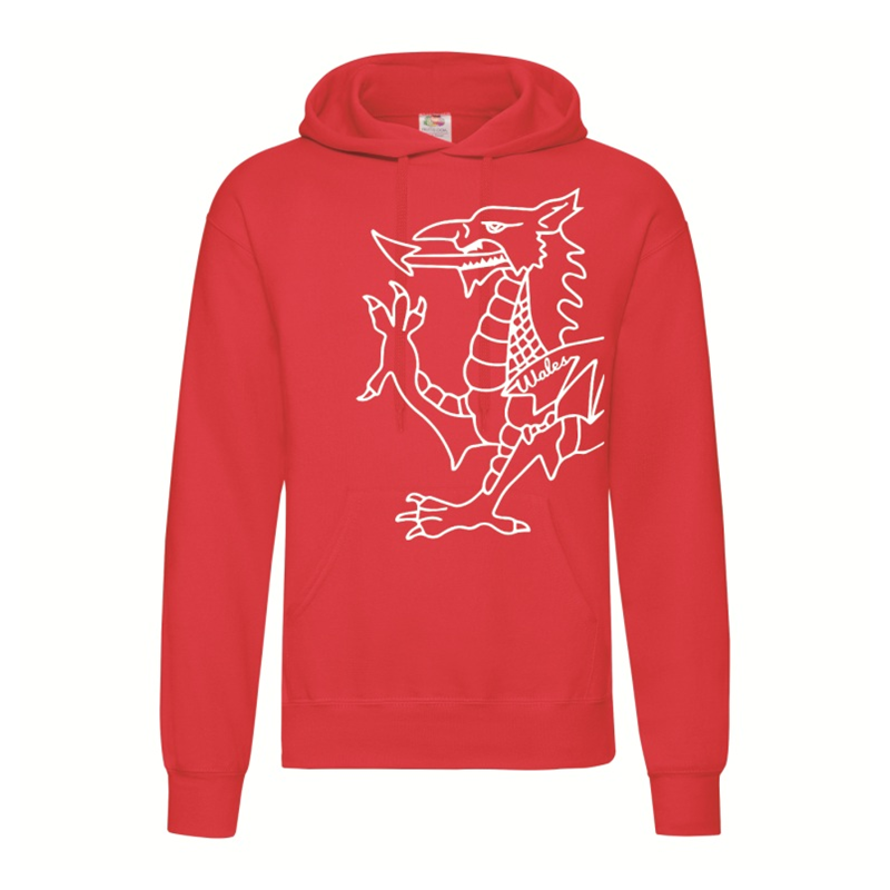 Silhouette Dragon Adult Hoodie Red
