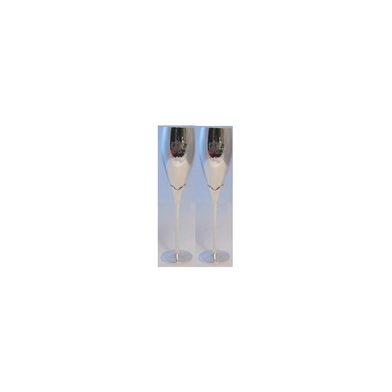 Wales Pewter Badged Champagne Flutes